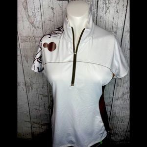 Annika brown and white shirt short sleev…